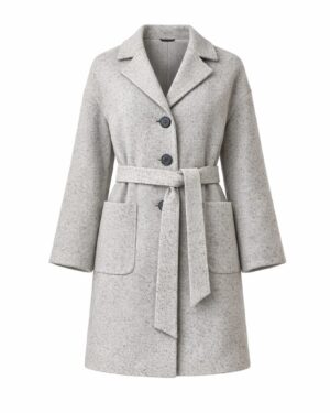 Dámsky sivý vlnený oversize kabát s kimono rukávmi