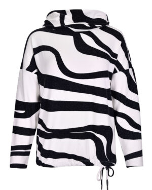 Dámska bielo-čierna viskózová mikina