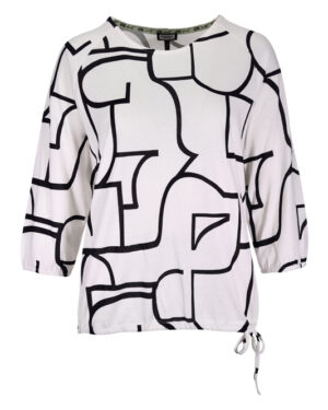 Bavlnené biele tričko s tmavomodrým grafickým vzorom