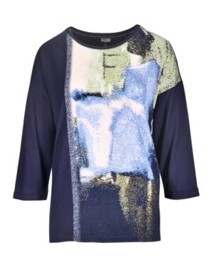 Dámske viskózové tmavomodré tričko s potlačou