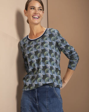 Tmavodmodré viskózové tričko s dlhým rukávom