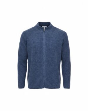Pánsky modro-šedý sveter na zips