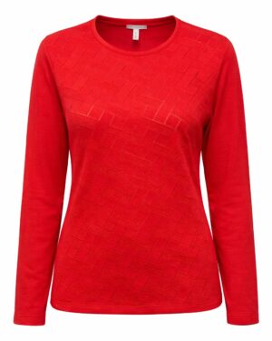 Dámsky červený pulóver so vzorom Ria Móda