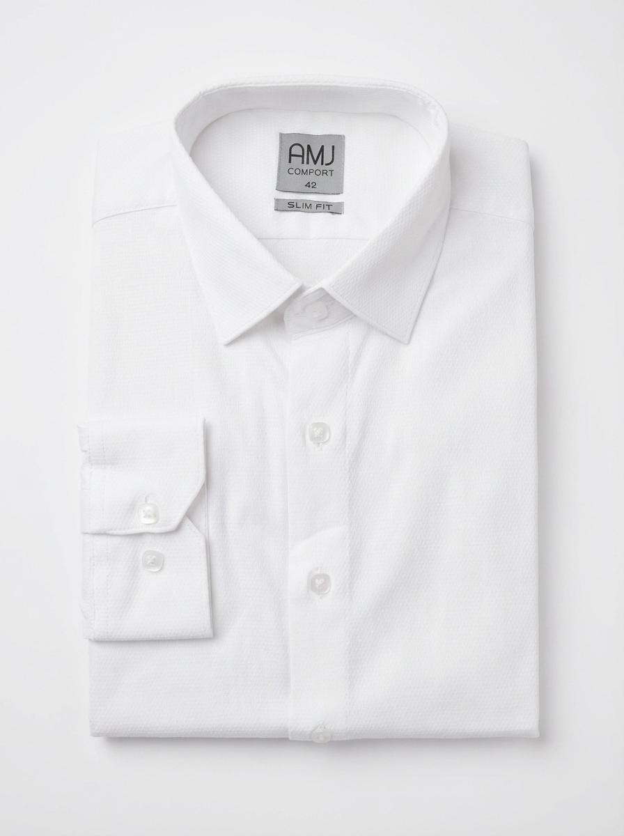 Pánska biela vzorovaná košeľa AMJ Comfort – slim fit / klasický strih – Obrázok 2