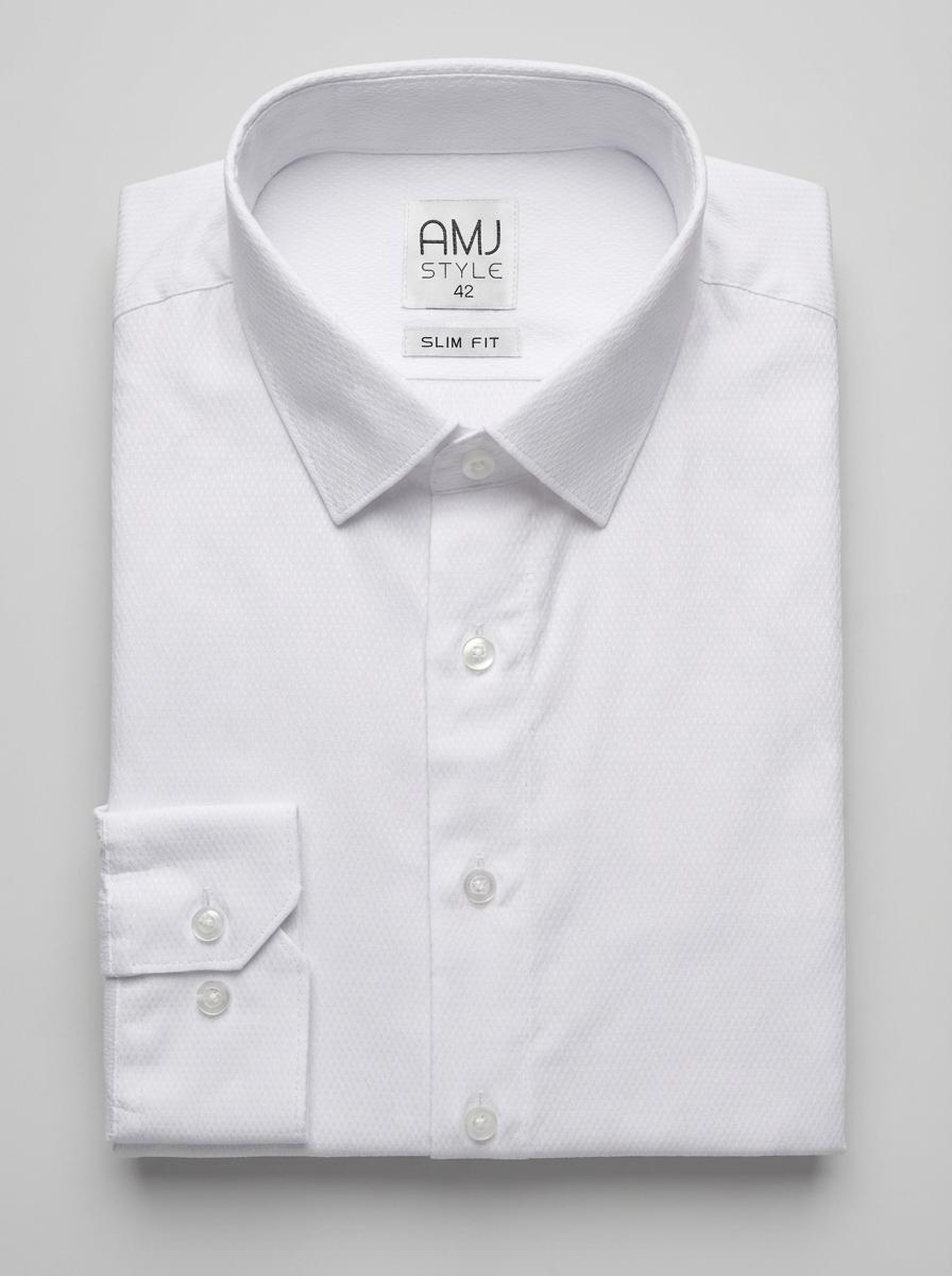 Pánska biela košeľa AMJ Style s jemným vzorom – slim fit / klasický strih – Obrázok 2