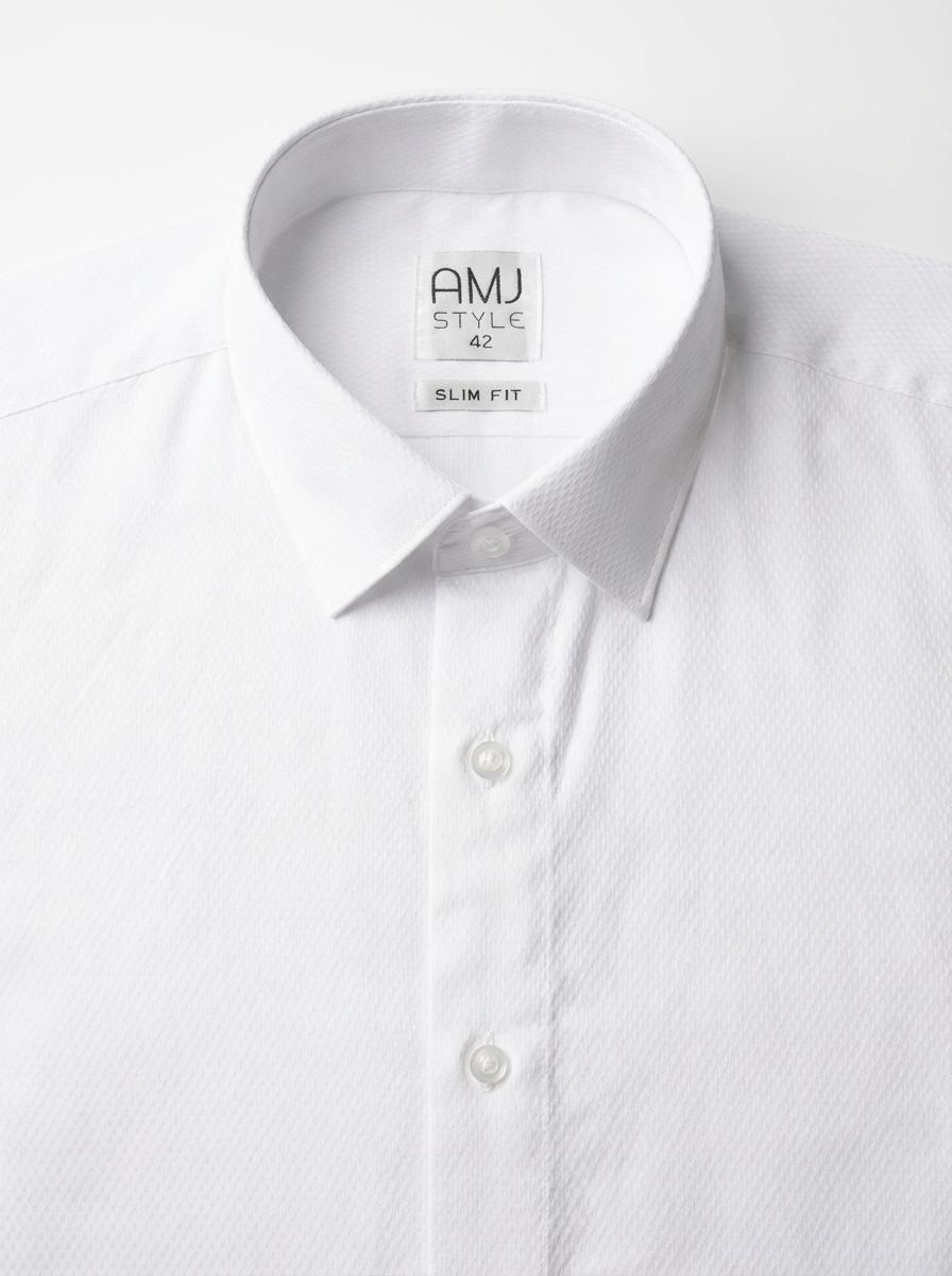 Pánska biela košeľa AMJ Style s jemným vzorom – slim fit / klasický strih – Obrázok 3