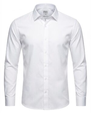Pánska biela košeľa AMJ Style s jemným vzorom – slim fit / klasický strih