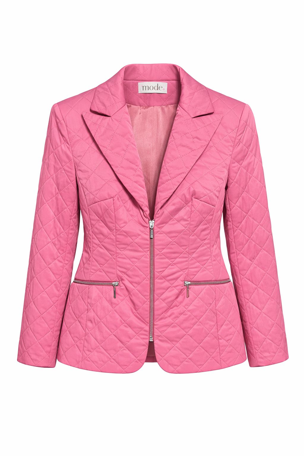 Dámska ružová prechodná prešívaná bunda Modex so zipsom – predná strana