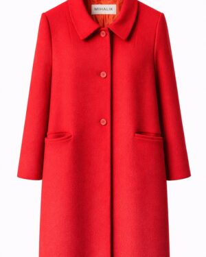 Dámsky červený kabát z vlny a kašmíru