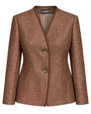 Dámske hnedé vlnené sako s bronzovým odleskom