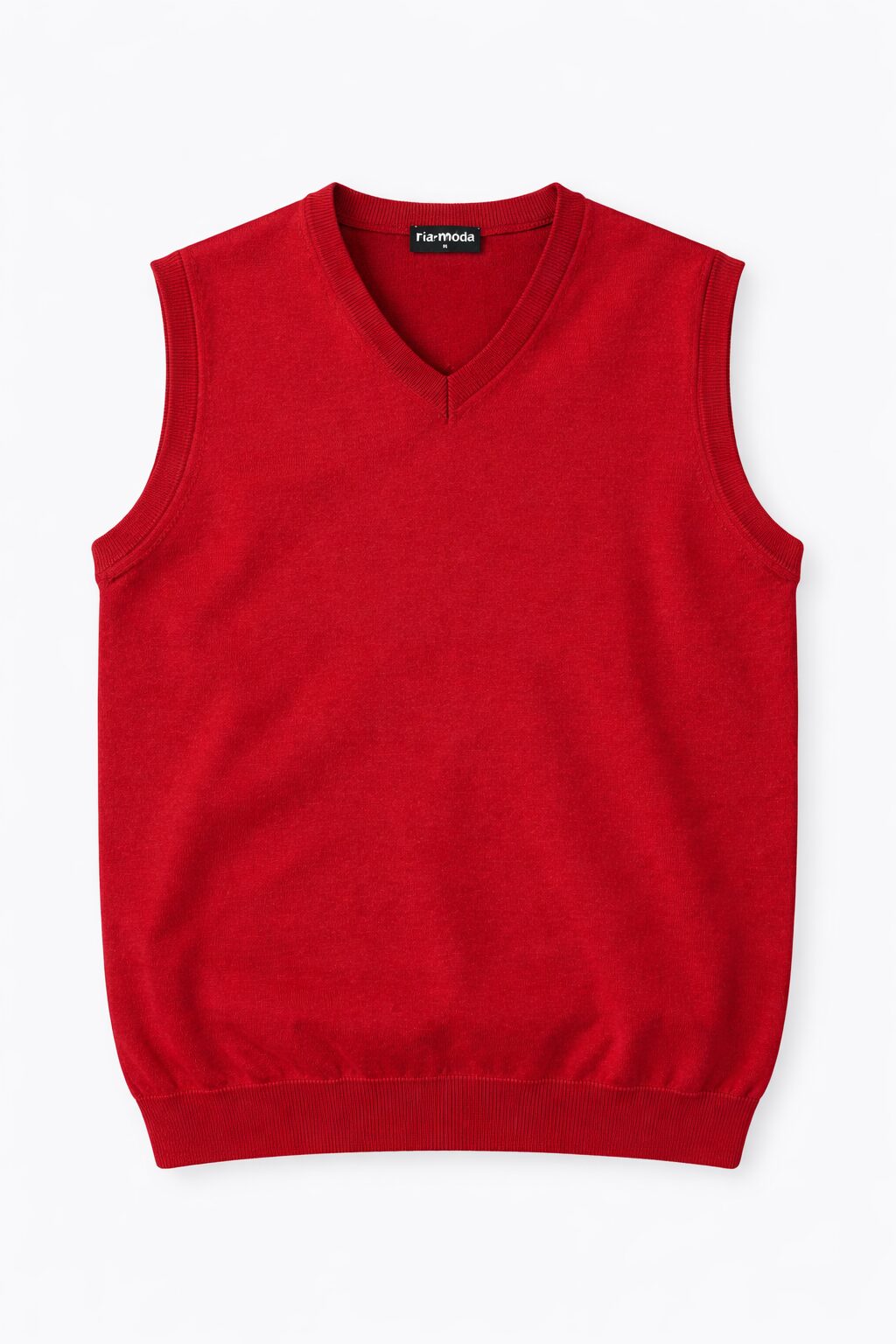 Pánska pletená vesta červená s V-výstrihom – predná strana