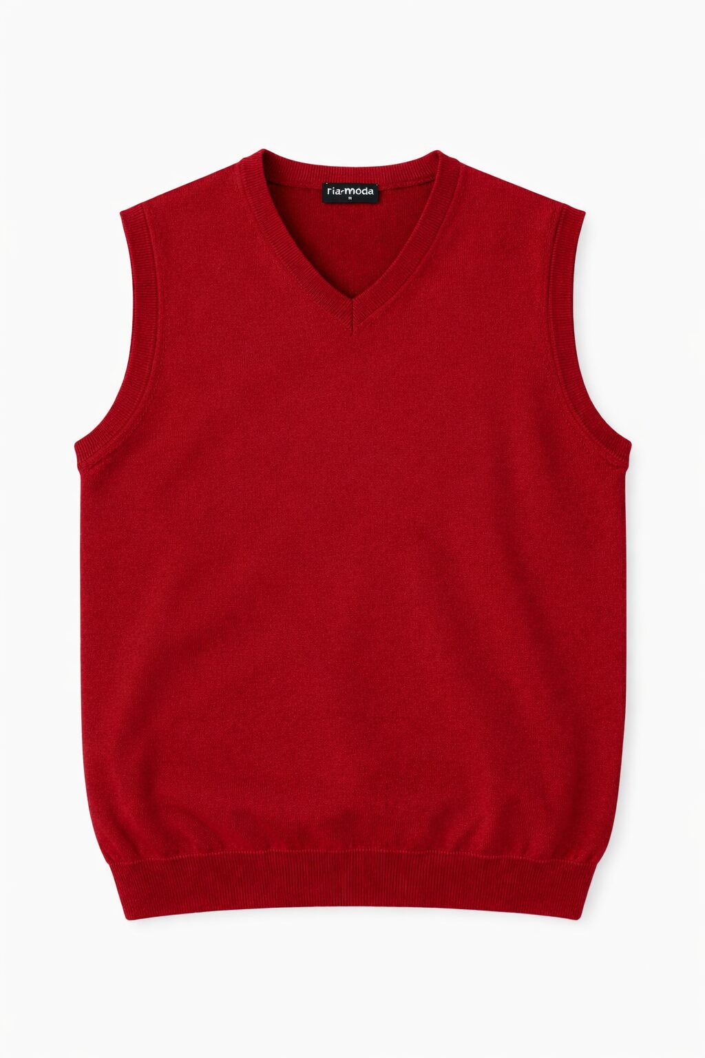 Pánska pletená vesta tmavočervená s V-výstrihom – predná strana