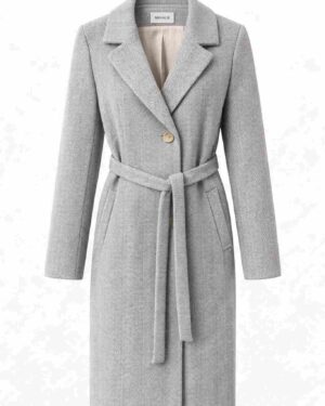 Dámsky sivý kabát MIHALIK – rybia kosť