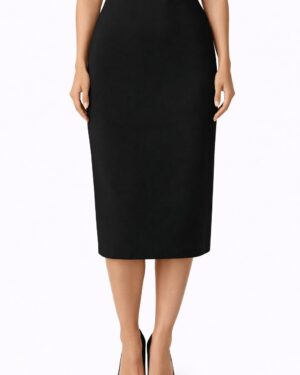 Dámska čierna puzdrová sukňa pod koleno