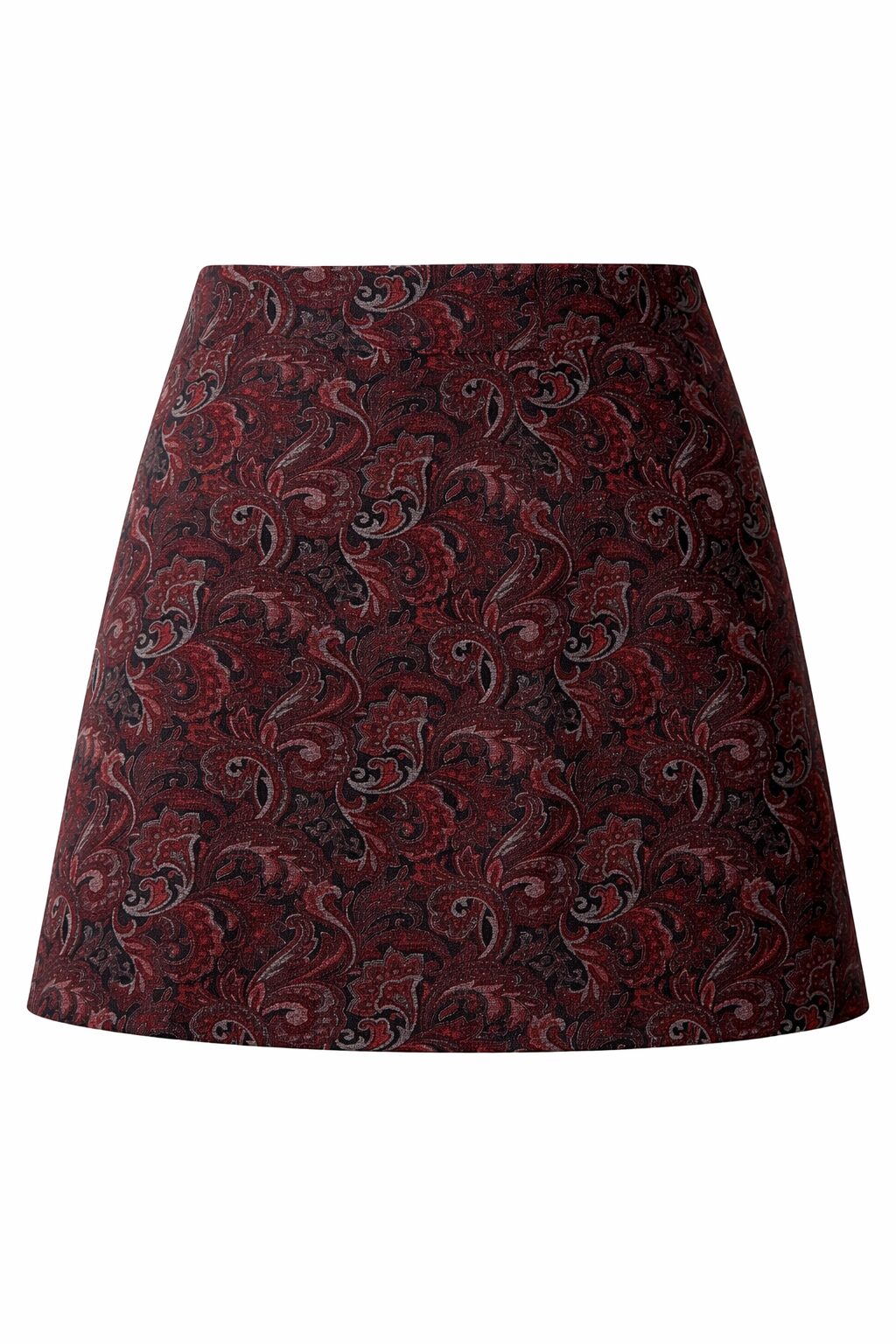 Dámska sukňa MIHALIK s paisley vzorom v čierno-bordovej farbe – predná strana