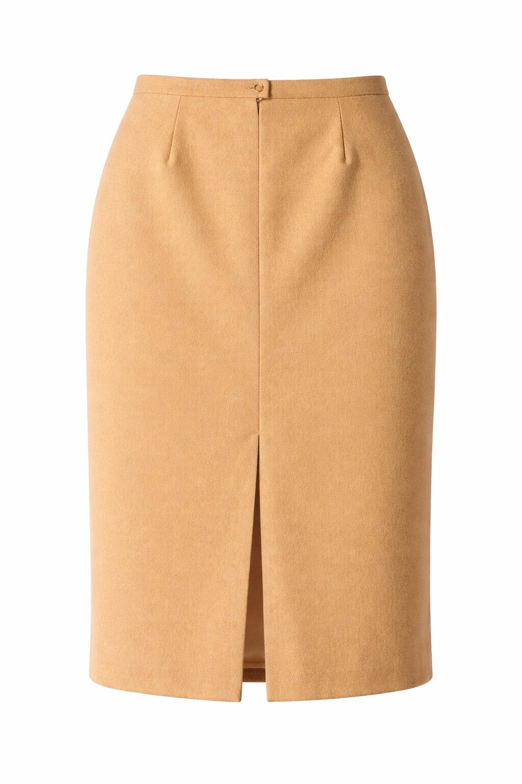 Dámska vlnená midi sukňa MIHALIK v ťavej farbe s rozparkom vpredu