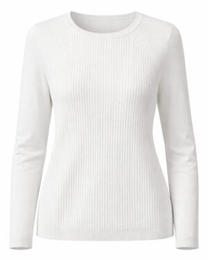 Dámsky biely pulóver so zvislými prúžkami XXL