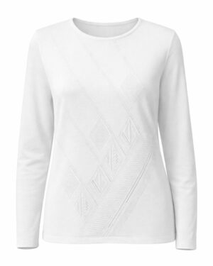 Dámsky biely pulóver so vzorom XXL