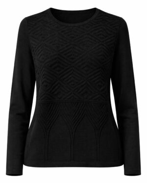 Dámsky čierny pulóver so vzorom XXL pre moletky