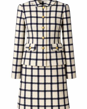 Elegantný dámsky tvídový set šaty so sakom